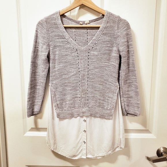 Anthropologie Moth Gray Layered Aselin Pullover - Picture 2 of 6